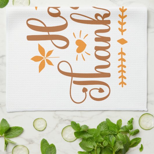 幸せな感謝祭 キッチンタオル (折り畳み)