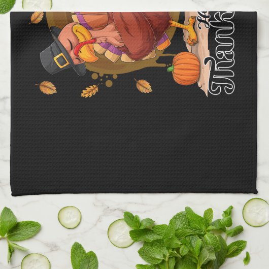 幸せな感謝祭 キッチンタオル (折り畳み)