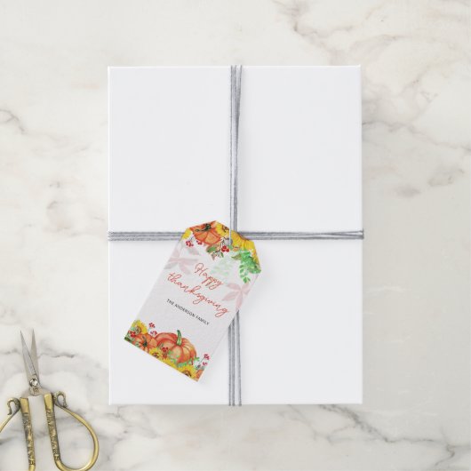 幸せな感謝祭 ギフトタグ (より糸付き)