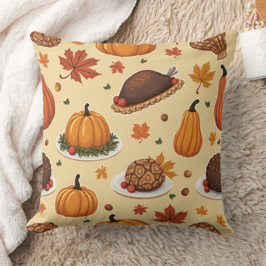 幸せな感謝祭 クッション (ブランケット)