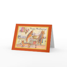 幸せな感謝祭、コーギー家族のベーキング