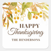幸せな感謝祭 スクエアシール (正面)