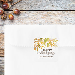 幸せな感謝祭 スクエアシール