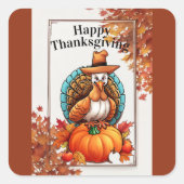 幸せな感謝祭 スクエアシール (正面)
