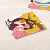 幸せな感謝祭 スクエアペーパーコースター (アングル)