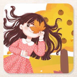 幸せな感謝祭 スクエアペーパーコースター