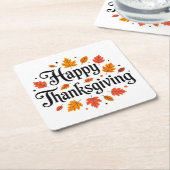 幸せな感謝祭 スクエアペーパーコースター (アングル)