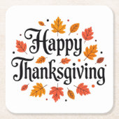 幸せな感謝祭 スクエアペーパーコースター (正面)