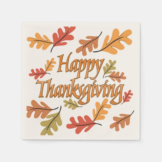 幸せな感謝祭 スタンダードカクテルナプキン (正面)