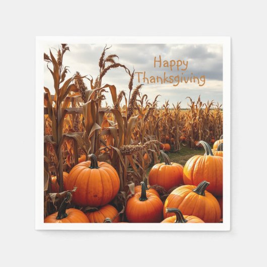 幸せな感謝祭 スタンダードカクテルナプキン (正面)