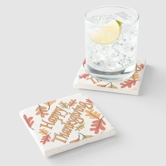 幸せな感謝祭 ストーンコースター (横)