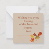 幸せな感謝祭 ノートカード (裏面)