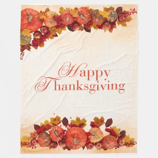 幸せな感謝祭 フリースブランケット (正面)