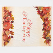 幸せな感謝祭 フリースブランケット (正面(横))