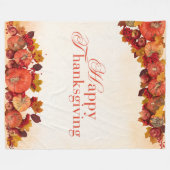 幸せな感謝祭 フリースブランケット (正面(横))