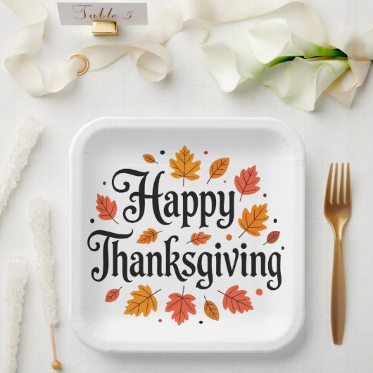 幸せな感謝祭 ペーパープレート (ウェディング)