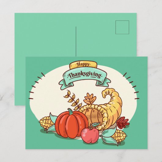 幸せな感謝祭 ポストカード (正面/裏面)