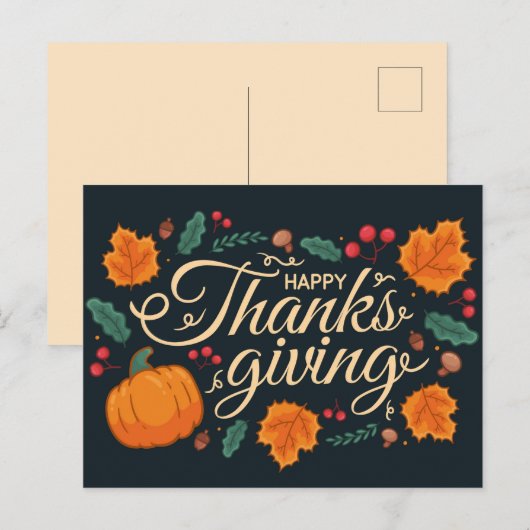 幸せな感謝祭 ポストカード (正面/裏面)