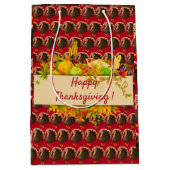 幸せな感謝祭 ミディアムペーパーバッグ (正面)