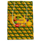 幸せな感謝祭 ミディアムペーパーバッグ (正面)