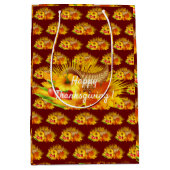 幸せな感謝祭 ミディアムペーパーバッグ (正面)