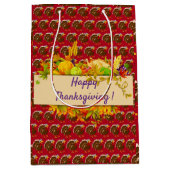 幸せな感謝祭 ミディアムペーパーバッグ (正面)
