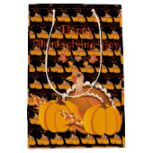 幸せな感謝祭 ミディアムペーパーバッグ (正面)