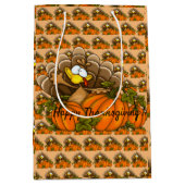 幸せな感謝祭 ミディアムペーパーバッグ (正面)