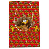 幸せな感謝祭 ミディアムペーパーバッグ (正面)