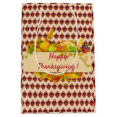 幸せな感謝祭 ミディアムペーパーバッグ (正面)