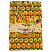 幸せな感謝祭 ミディアムペーパーバッグ (正面)