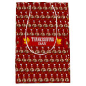 幸せな感謝祭 ミディアムペーパーバッグ (正面)