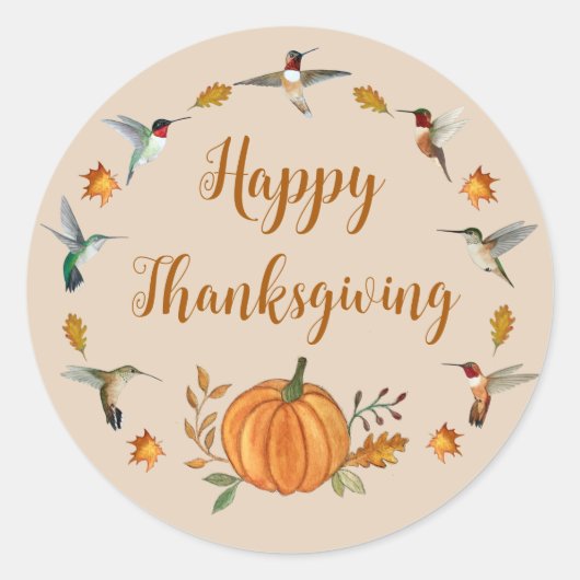 幸せな感謝祭 ラウンドシール (正面)