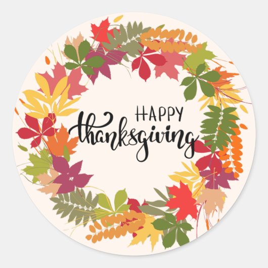 幸せな感謝祭 ラウンドシール (正面)