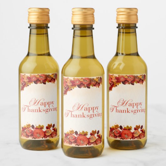 幸せな感謝祭 ワインラベル (ボトル)