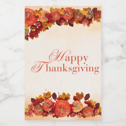 幸せな感謝祭 ワインラベル (シングルラベル)