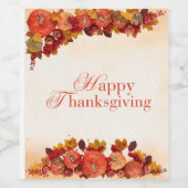 幸せな感謝祭 ワインラベル (シングルラベル)