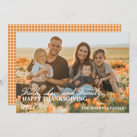 幸せな感謝祭 – 信仰の愛と家族1の写真 シーズンカード (正面/裏面)