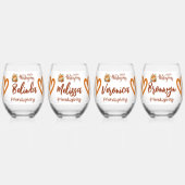 幸せな感謝祭、友情のモノグラム | ステムなしワイングラス (裏面)