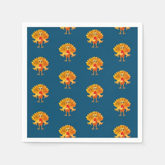 幸せな感謝祭、感謝の七面鳥。 スタンダードカクテルナプキン (正面)