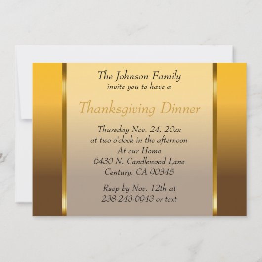 幸せな感謝祭 招待状 (裏面)