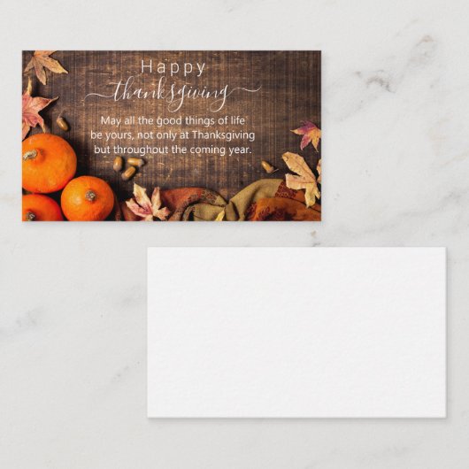 幸せな感謝祭、白い書道の素朴な木 ノートカード (正面/裏面)