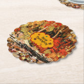 幸せな感謝祭、秋のマグカップの色 ペーパーコースター (アングル)