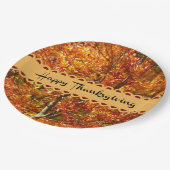 幸せな感謝祭、秋の色 ペーパープレート (アングル)