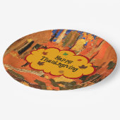 幸せな感謝祭、秋の色 ペーパープレート (アングル)