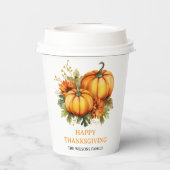 幸せな感謝祭 |秋ホリデーターキーディナー 紙コップ (裏面)