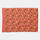 幸せな感謝野菜のパターンオレンジ キッチンタオル (横)