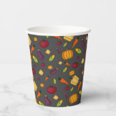 幸せな感謝野菜のパターン灰色 紙コップ (裏面)