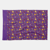 幸せな感謝野菜のパターン紫 キッチンタオル (横)