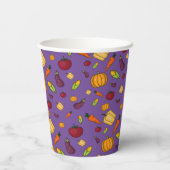 幸せな感謝野菜パターンラベンダー 紙コップ (裏面)